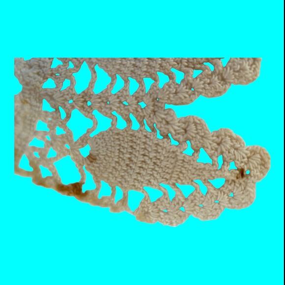 Vtg Handmade Hanging Doll Pin Cushion Crochet Doily Skirt Appliqués Ribbon 20x12 - Picture 6 of 10